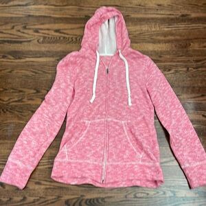 Merona women’s xs hoodie with full zipper. Pink with white flecks.